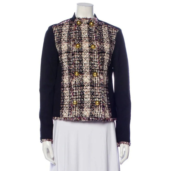 Tory Burch Tweed Detail Double Breasted Knit Fabric  Jacket 0 - Picture 1 of 9
